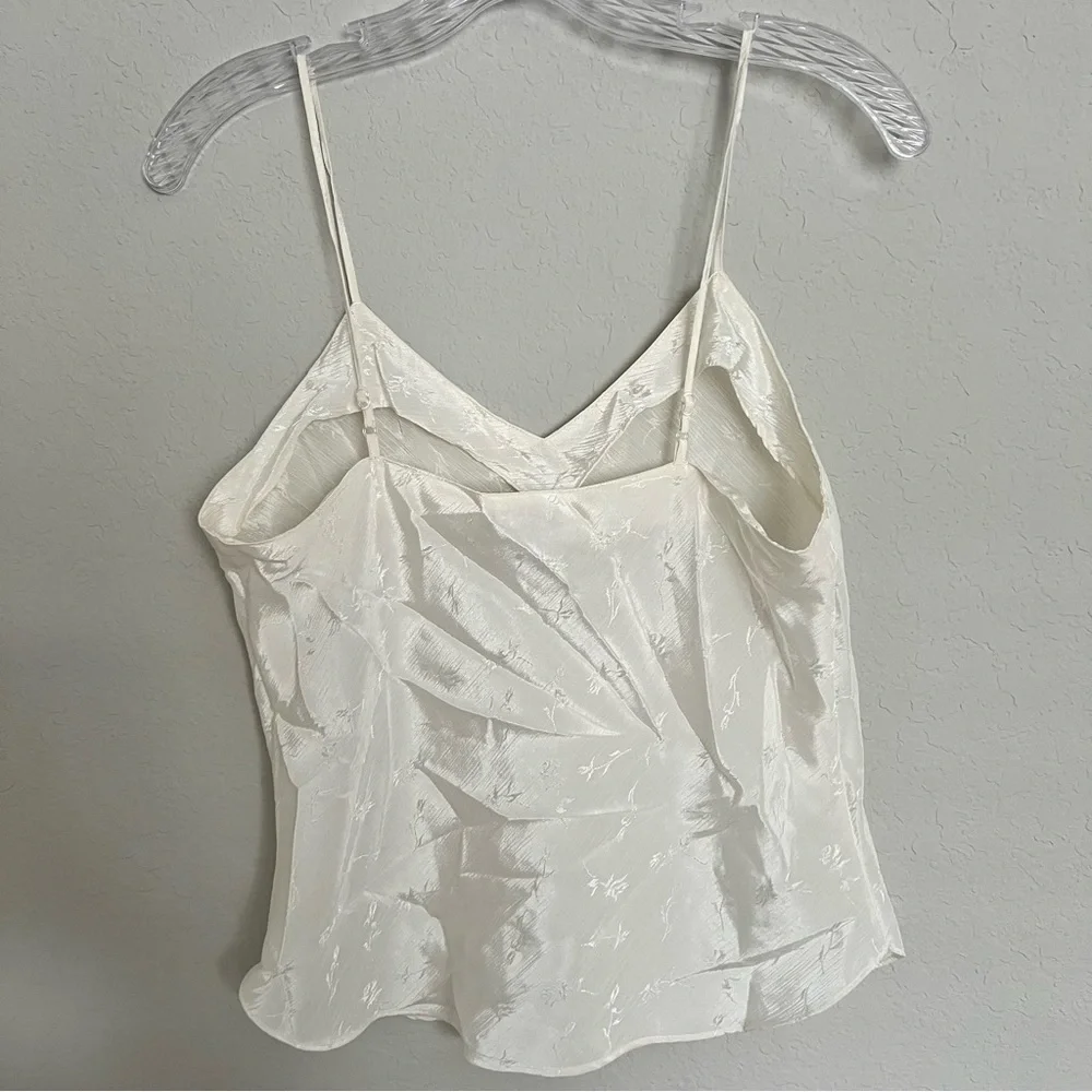 Vintage 90s Ivory Floral Embroidered Camisole Top Size 6 Fairy Coquette Cottage